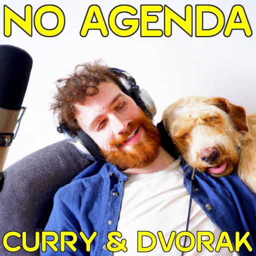 Podcaster and his dog, inspired by @CoffeeFingers ., also AI generated by Comic Strip Blogger